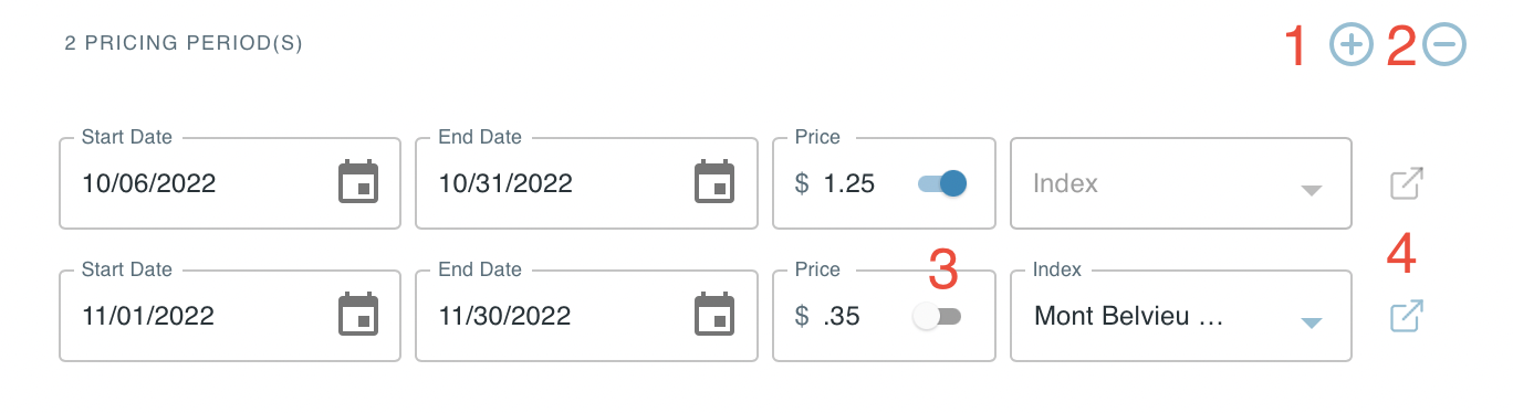 Pricing & Dates Button Descriptions