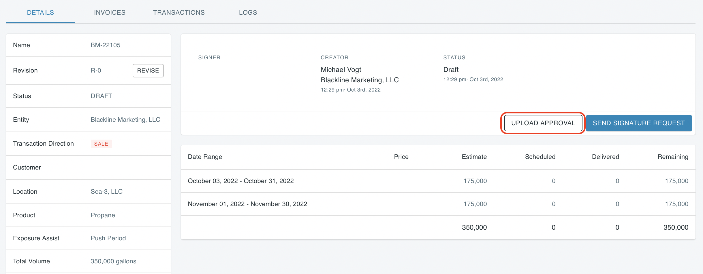 Upload Approval Button